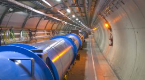The first magnets have been installed in the LHC tunnel but are yet to be connected. Technicians must inspect the magnets before the connections are made. /CERN Photo